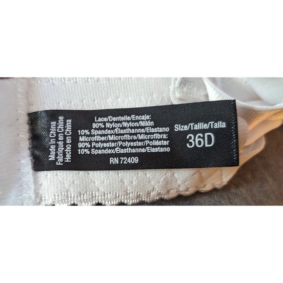 Rene Rofe White Lace Bra Padded Underwire 36D Full Coverage Removable Straps New - Picture 3 of 3